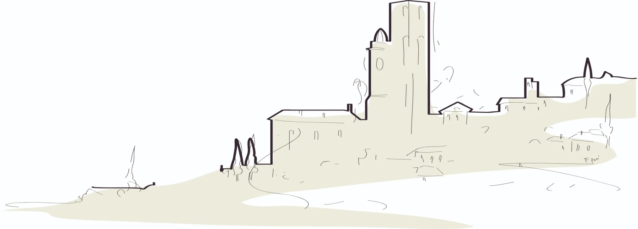 Illustration de la ville de Grasse, capitale du parfum, vue stylisée – L'Artisan des Senteurs